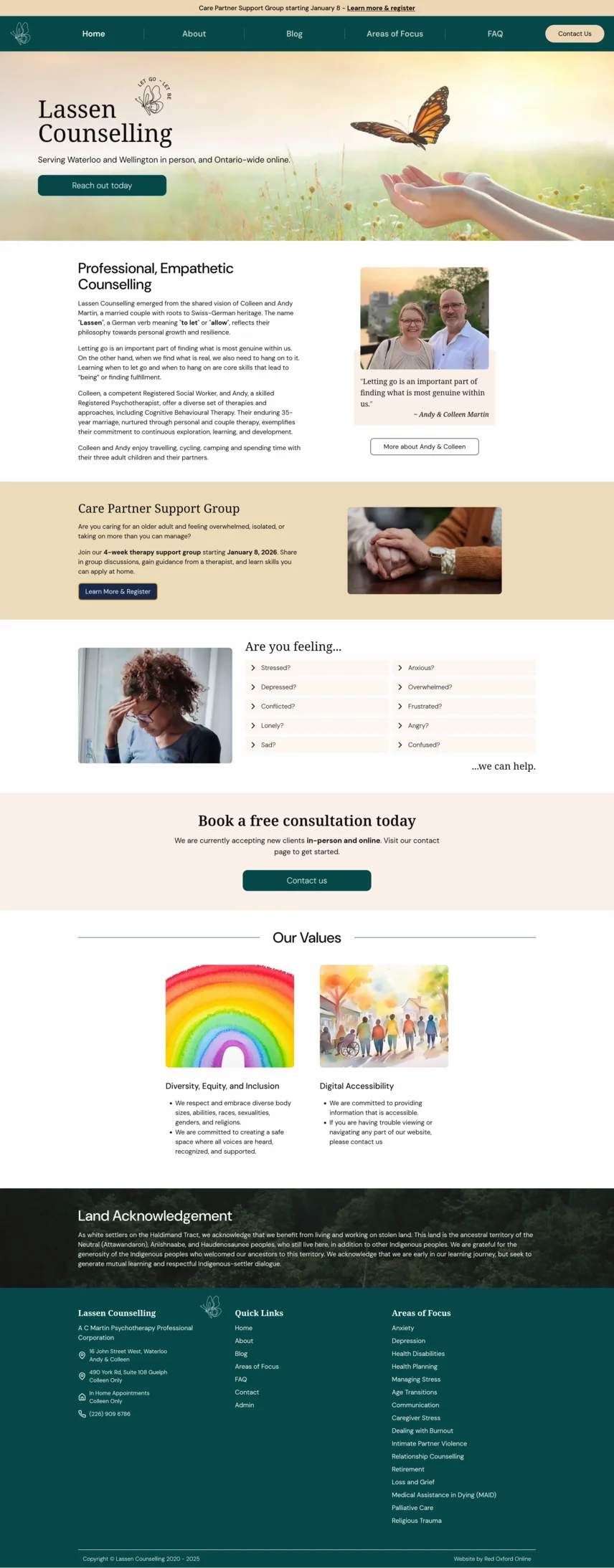 A screenshot of Lassen Counselling